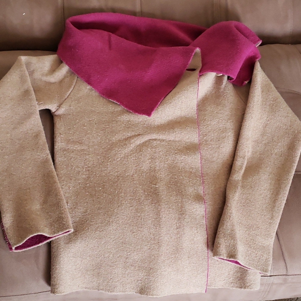 66% wool camel color wrap with button closure